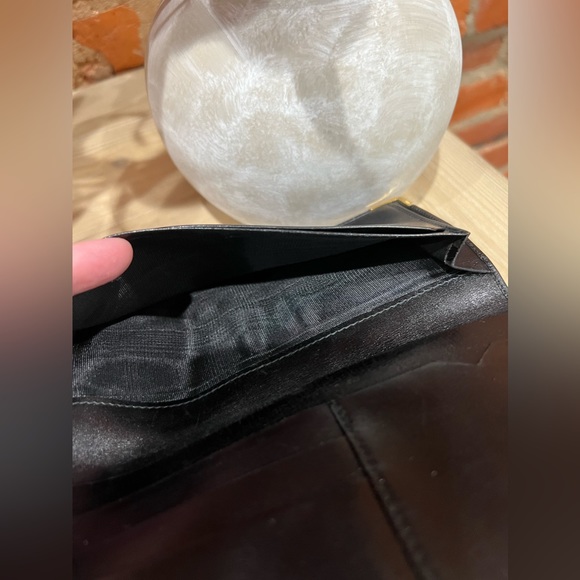 CELINE Black & Gold Leather Embossed Signature Macadam Design Slim Long Wallet - Picture 9 of 14